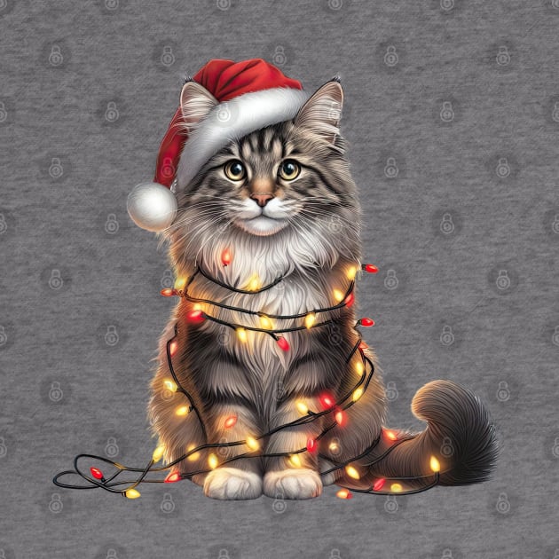 Christmas Norwegian Forest Cat by Chromatic Fusion Studio